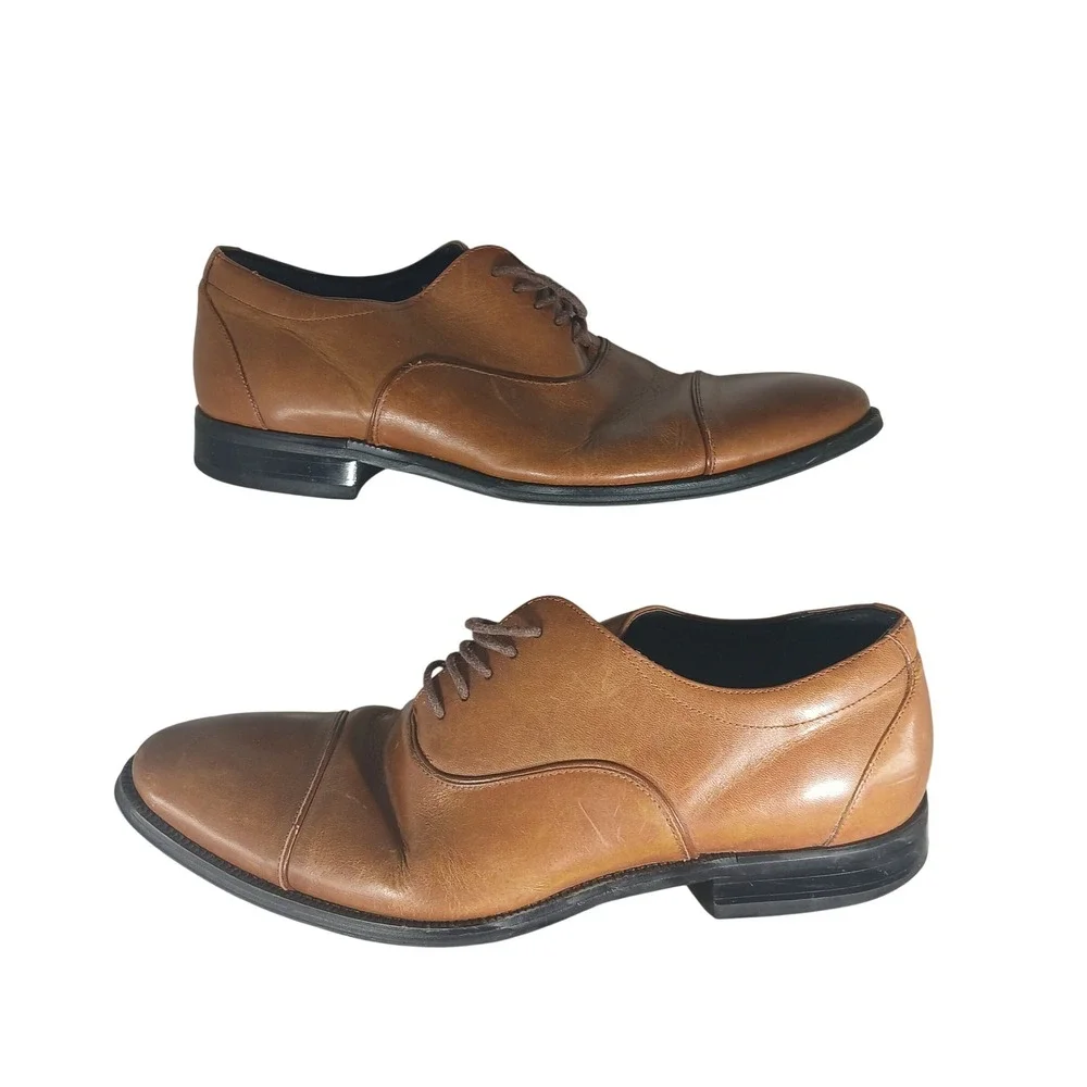 Stacy Adams Mens‎ 24919-221 Dickinson Cap Toe Oxford Cognac Brown Leather 10.5 M